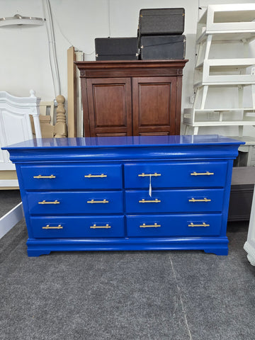 Blue lacquered 6 drawers dresser