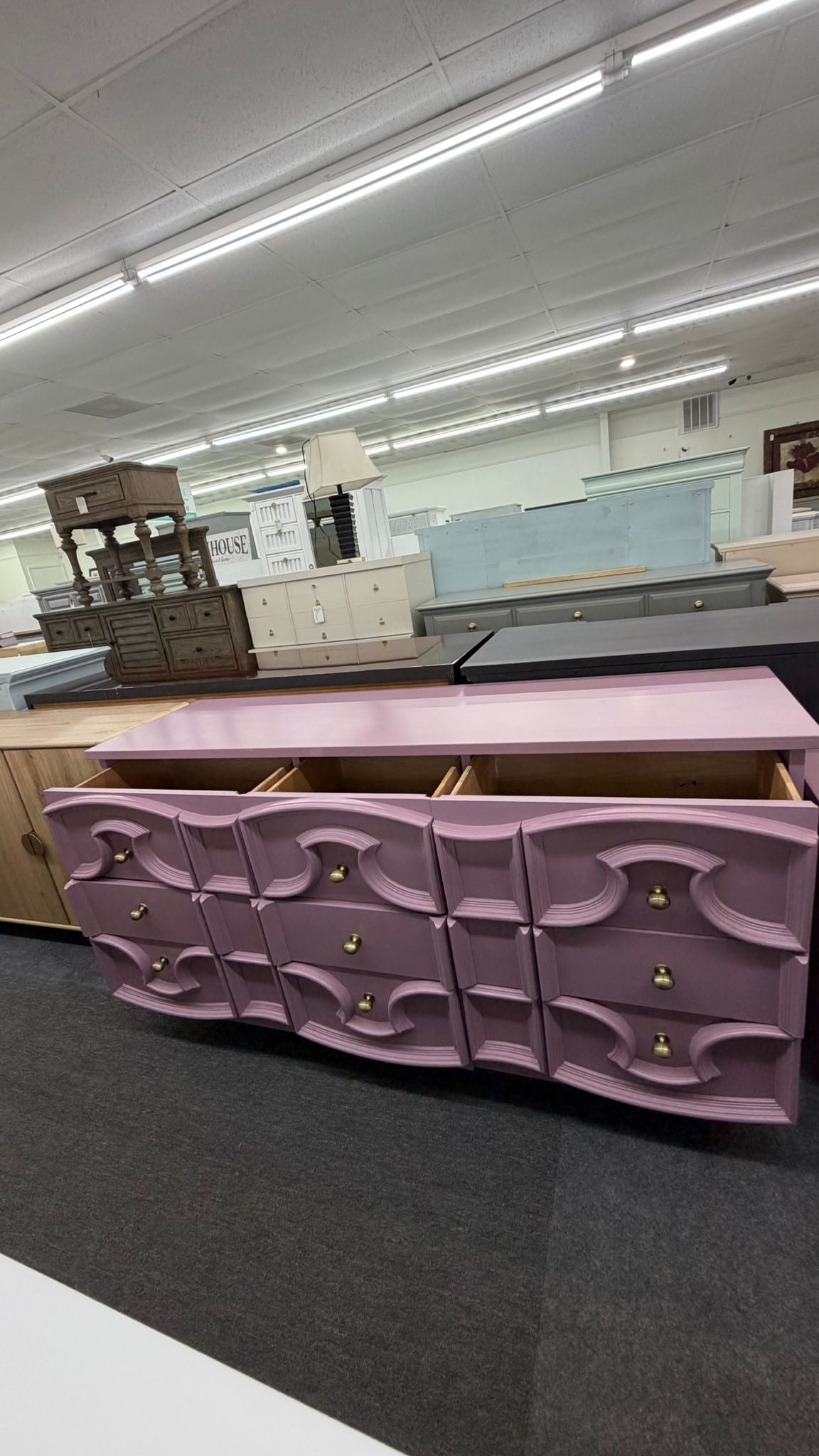 Purple vintage long dresser