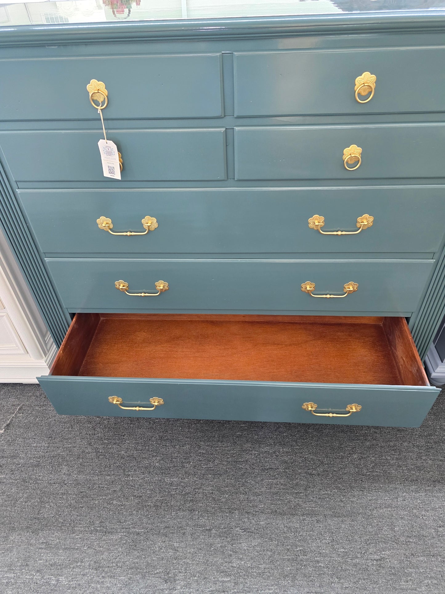 TS Berry green lacquered tall dresser