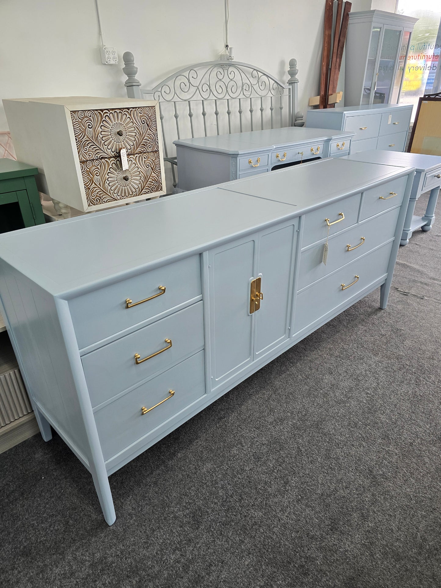 MCM drexel blue dresser