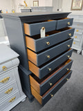 Mahogany wood inkwell chest