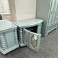 Vintage pair of teal end tables