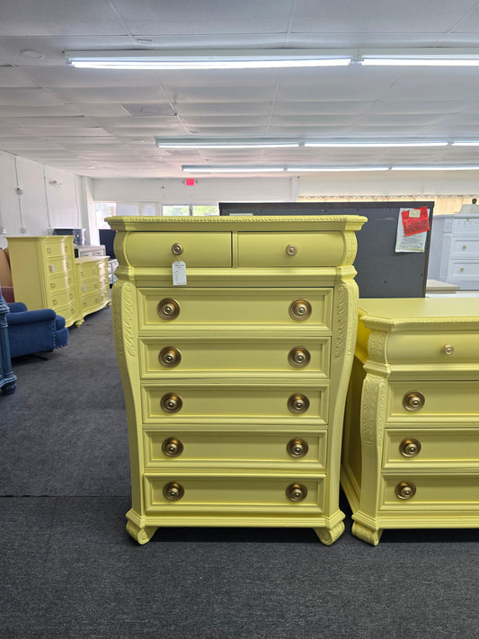 Cute soft yellow carved chest
