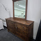 Rustic 6 drawers dresser with mirror