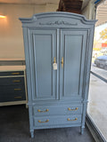 Solid wood blue armoire