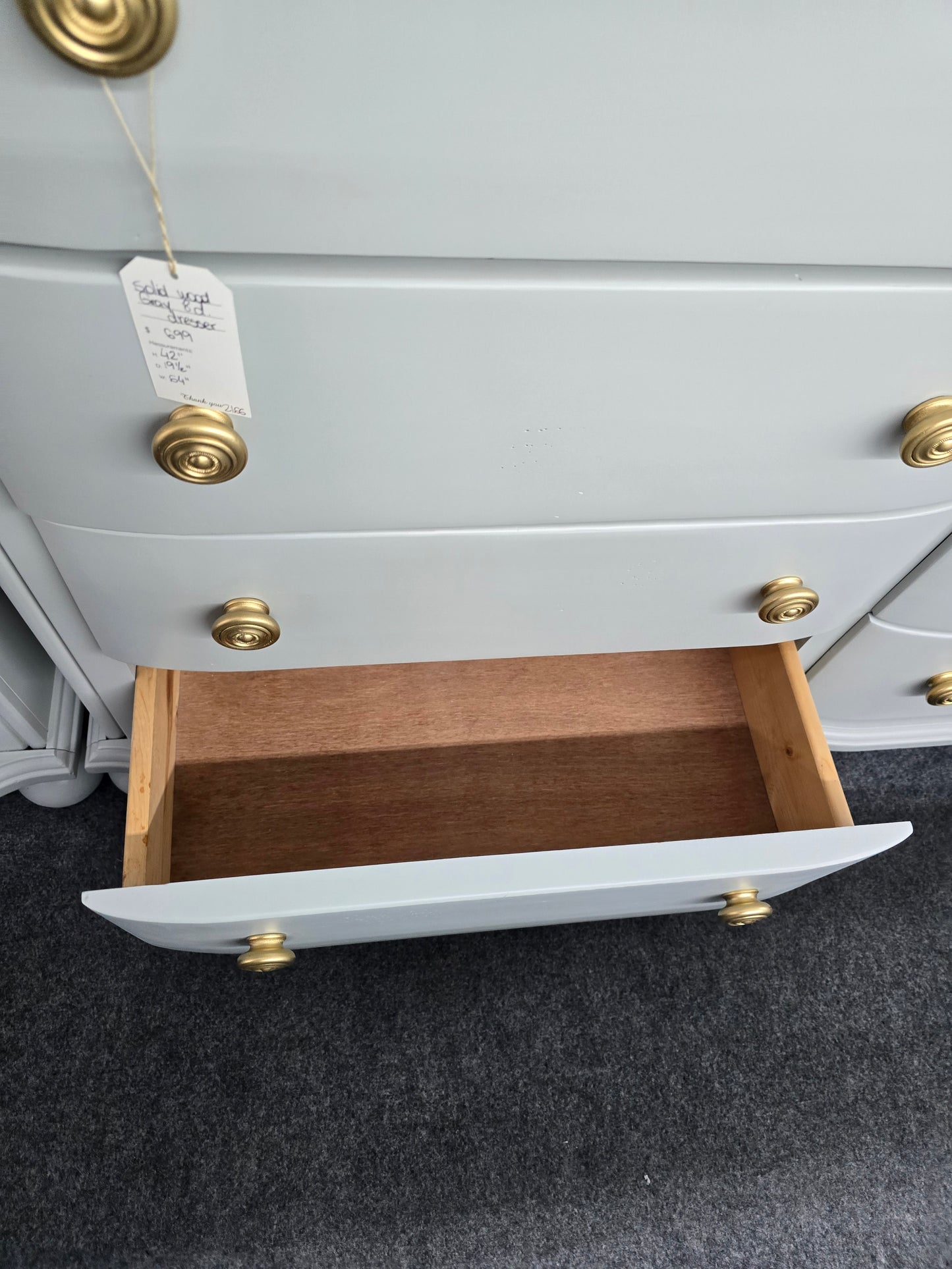 8 drawers gray dresser - solid wood