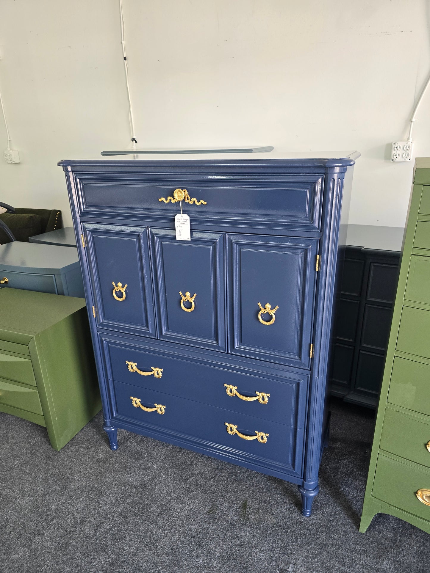 Henredon navy blue Lacquered chest