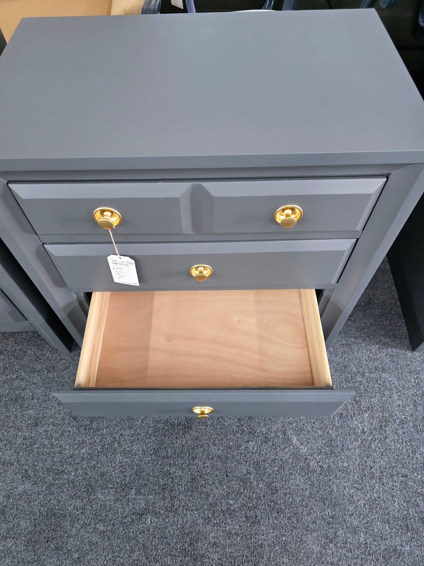 Dark gray pair of nightstands