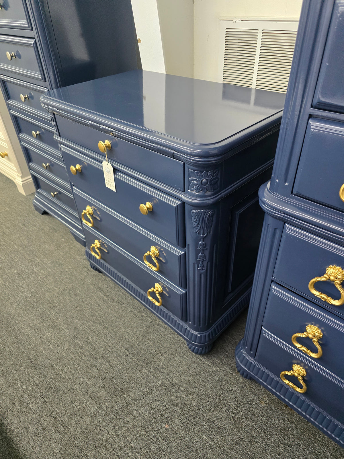 Laura Ashley blue Lacquered nightstand