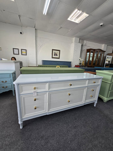 Henredon Lacquered white and blue dresser