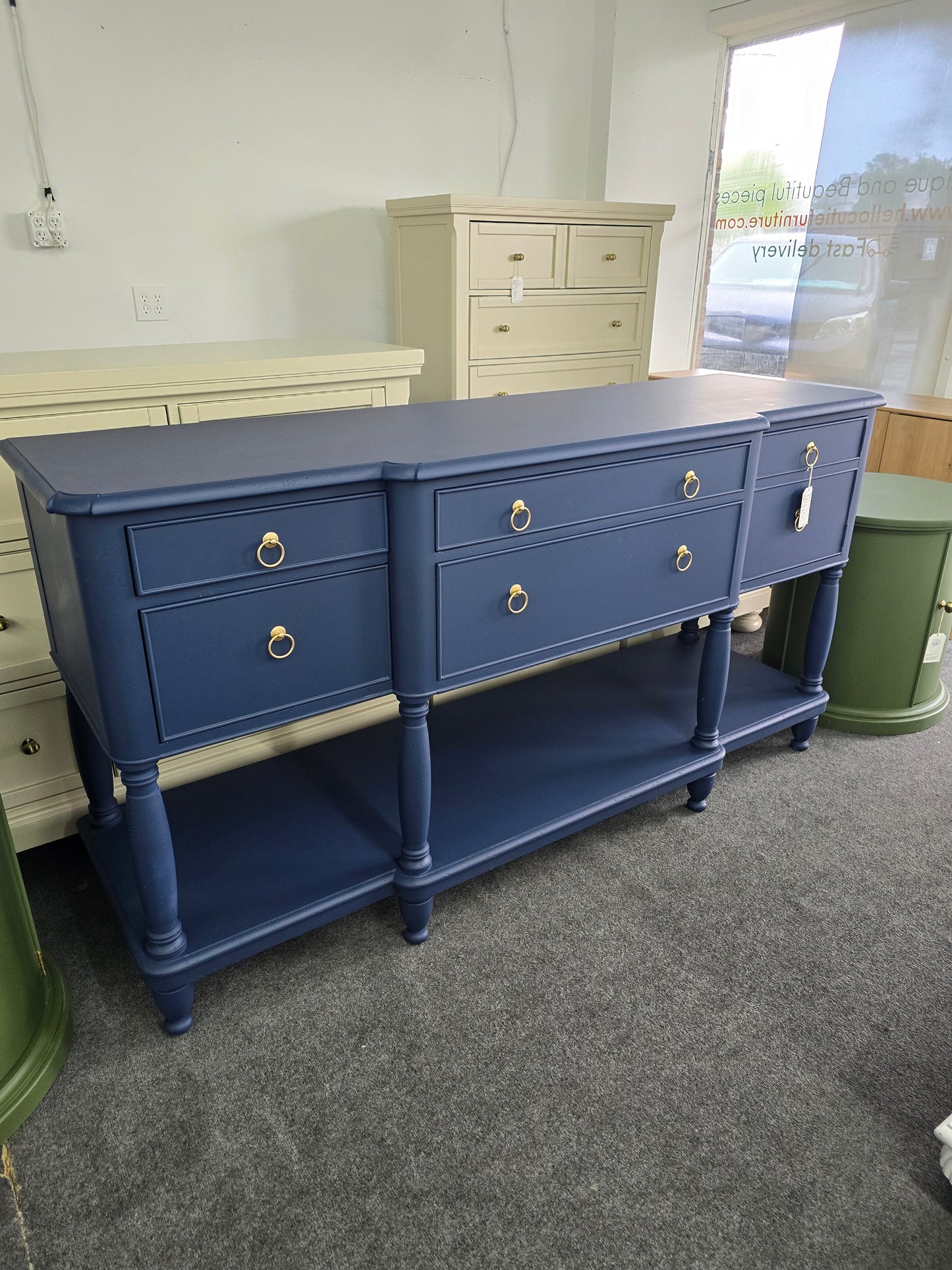 Solid wood navy blue buffet