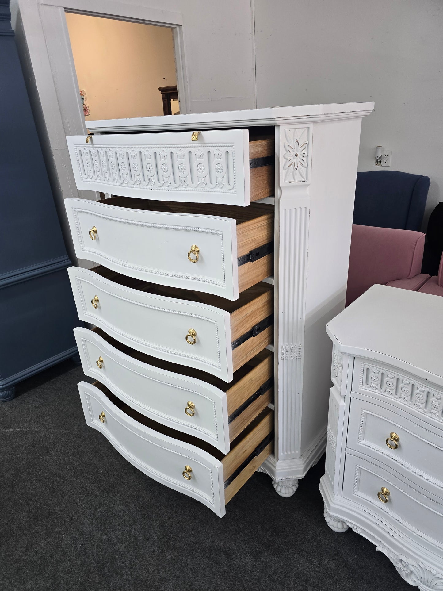 Gorgeous white Distressed lacquered chest