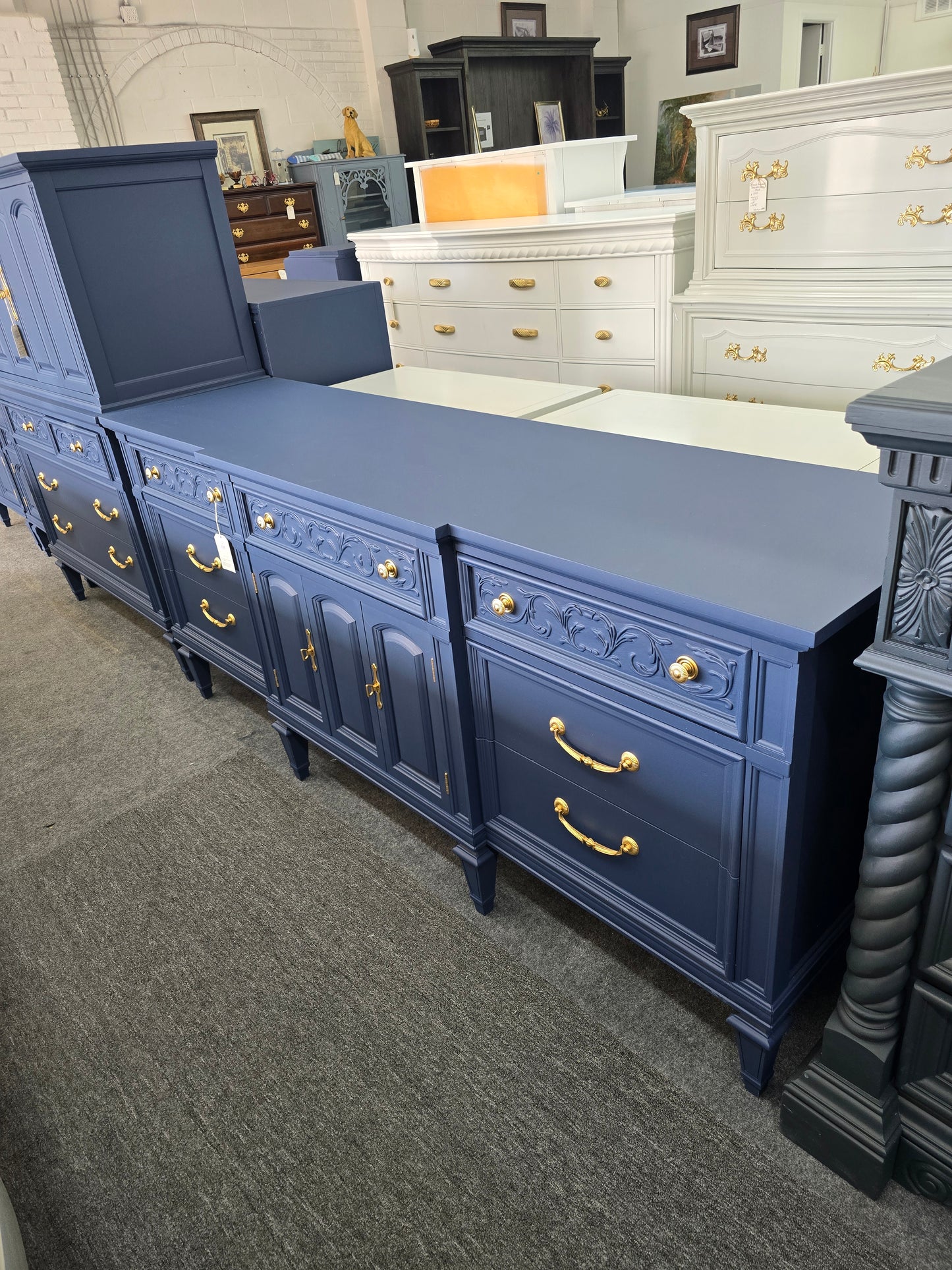 Thomasville navy blue Regency dresser