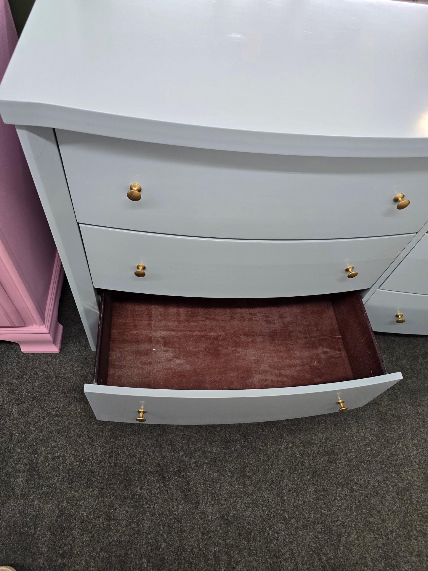 Blue lacquer 6 drawers dresser