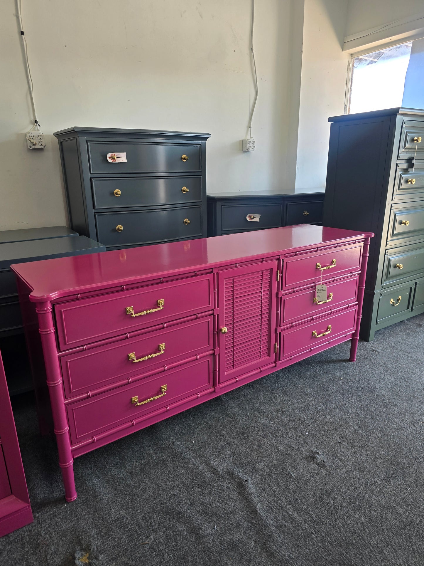 Bali Hai pink bamboo dresser