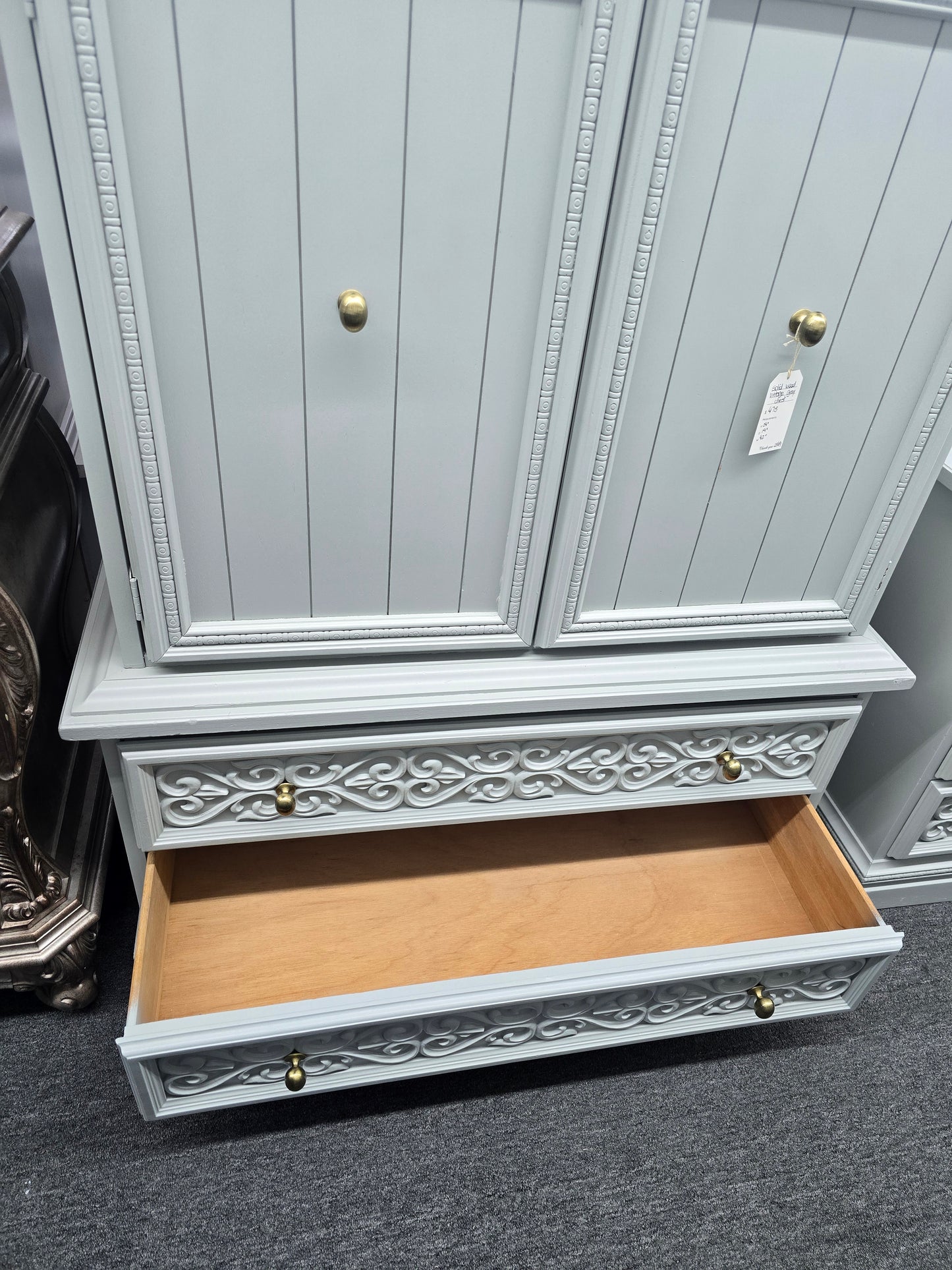 Vintage gray tall chest