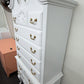 Vintage white lacquered bonnet chest