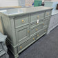 Green lacquered 7 drawers 2 doors dresser