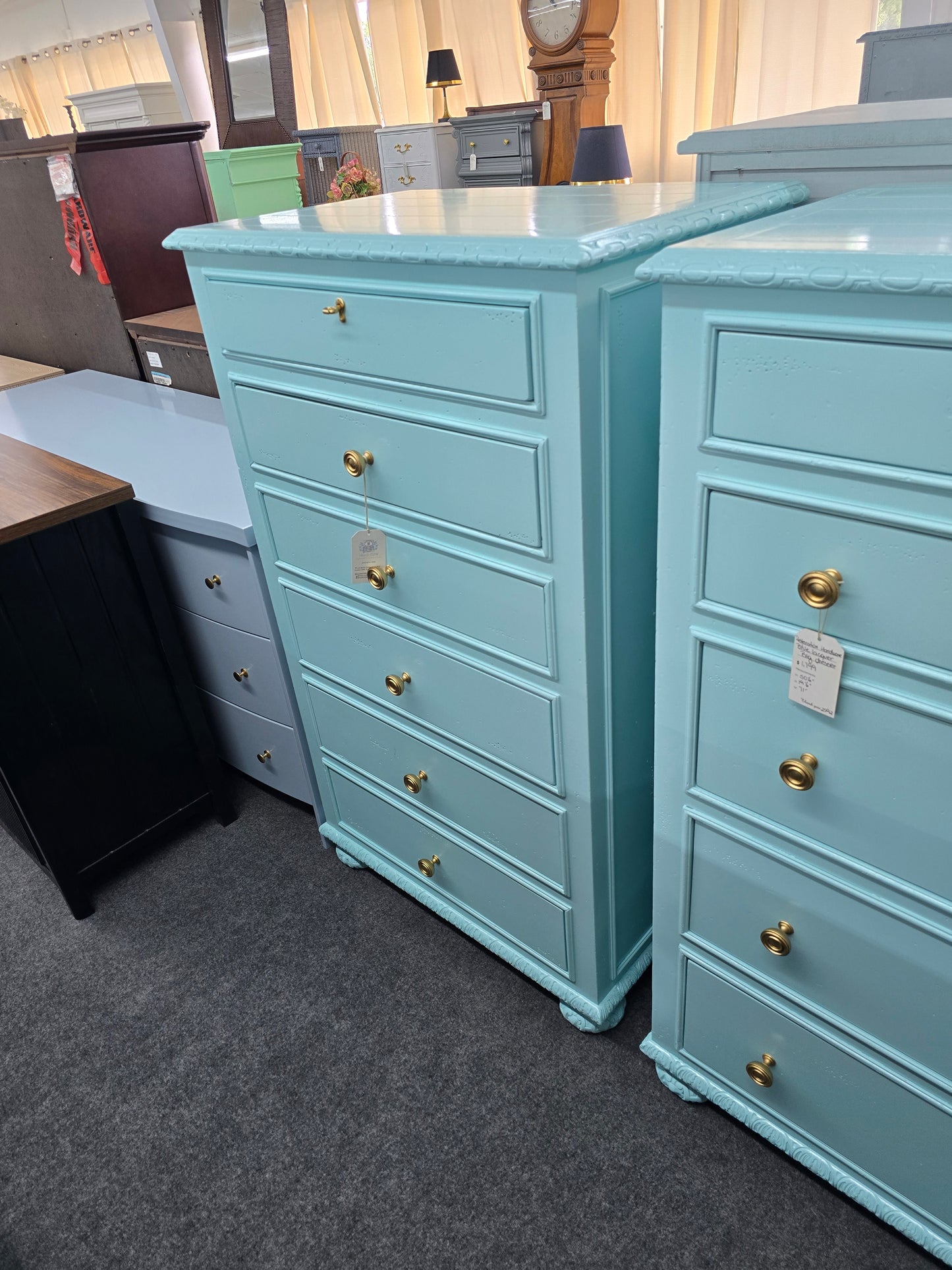 Restoration Hardware solid wood blue Lacquered chest