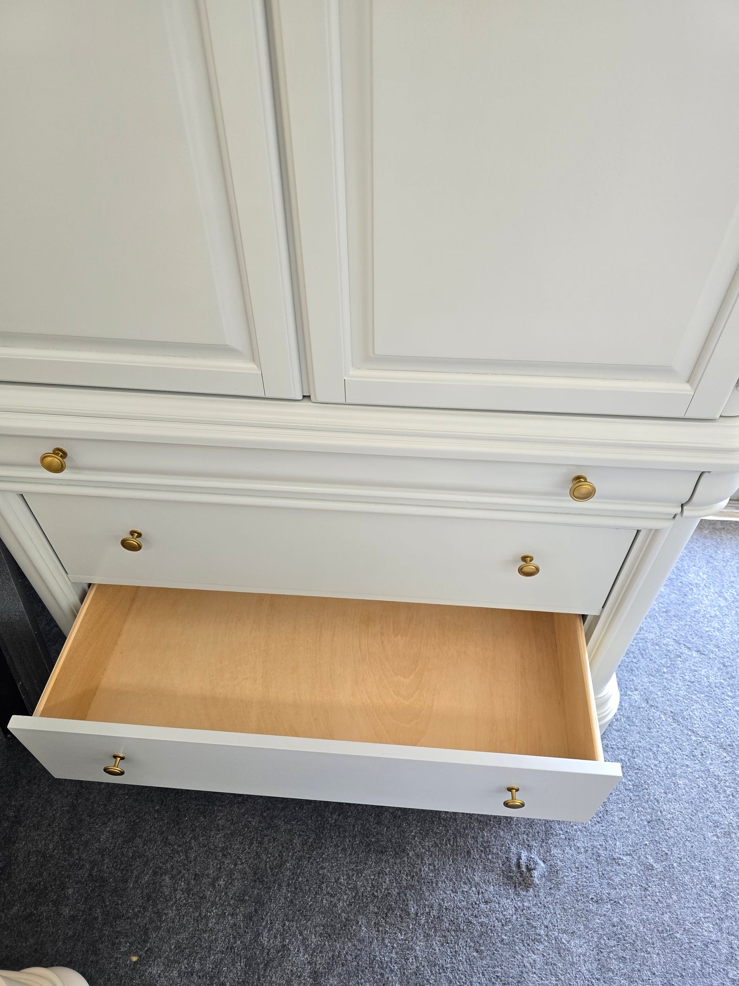 Gray tall armoire
