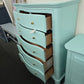 Solid wood blue Lacquered curved chest