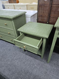 Wicker and rattan green nightstand