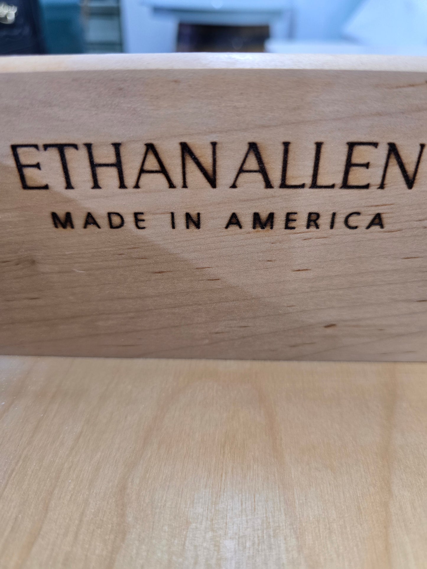 Ethan allen solid wood beige cabinet