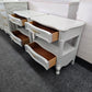 French provincial solid wood gray pair of nightstands