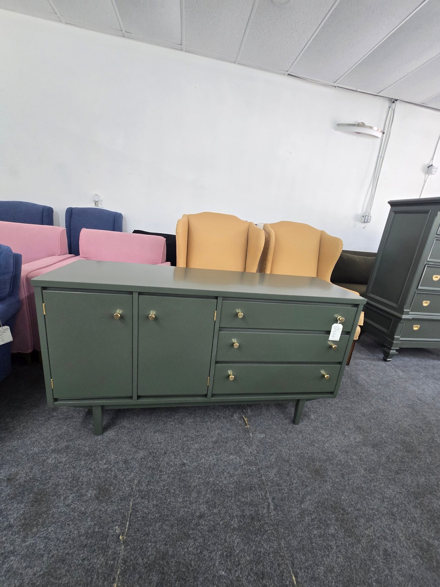 Stanley green lacquered MCM cabinet