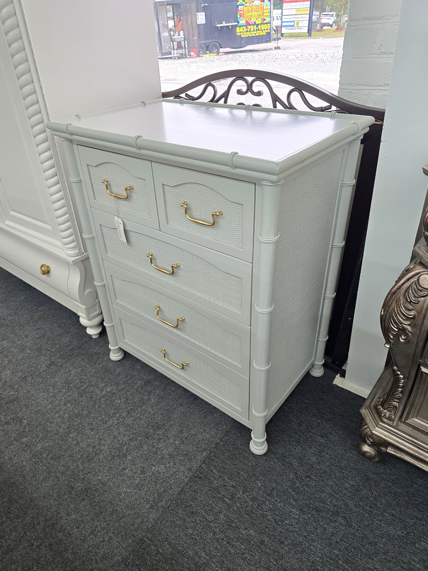 Faux Bamboo gray chest