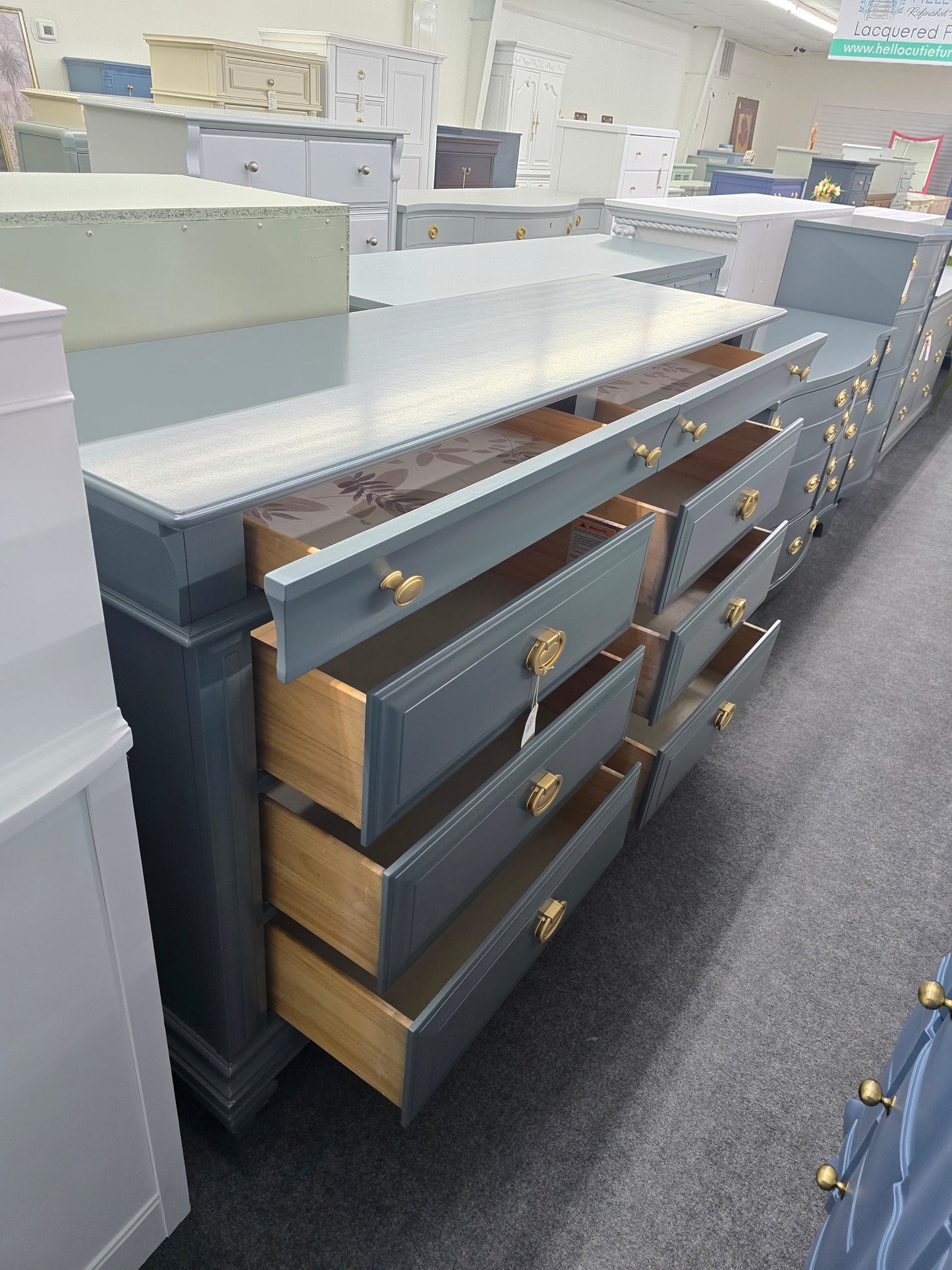 Pulaski dark green dresser