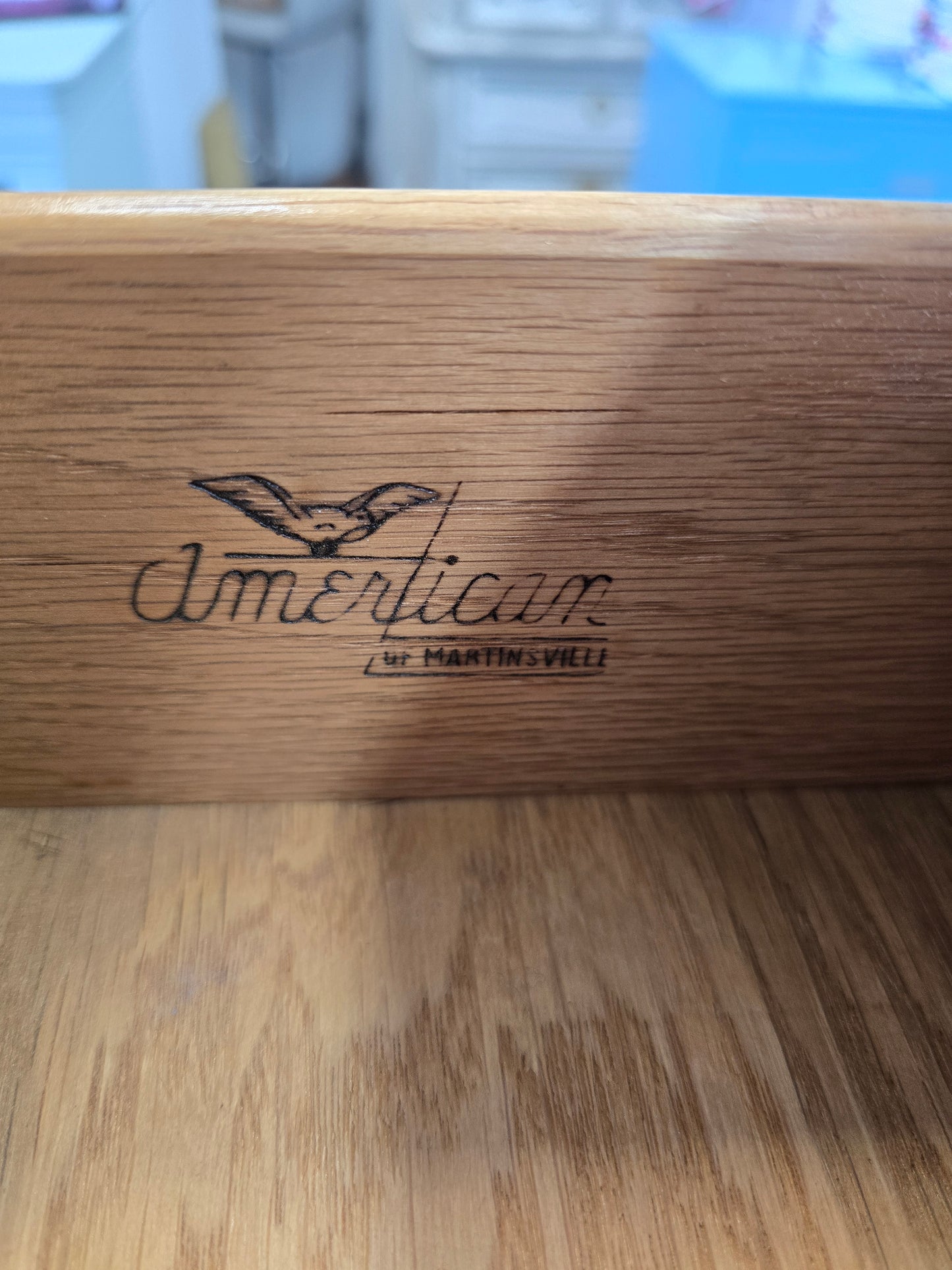 American of Martinsville MCM white/wood chest