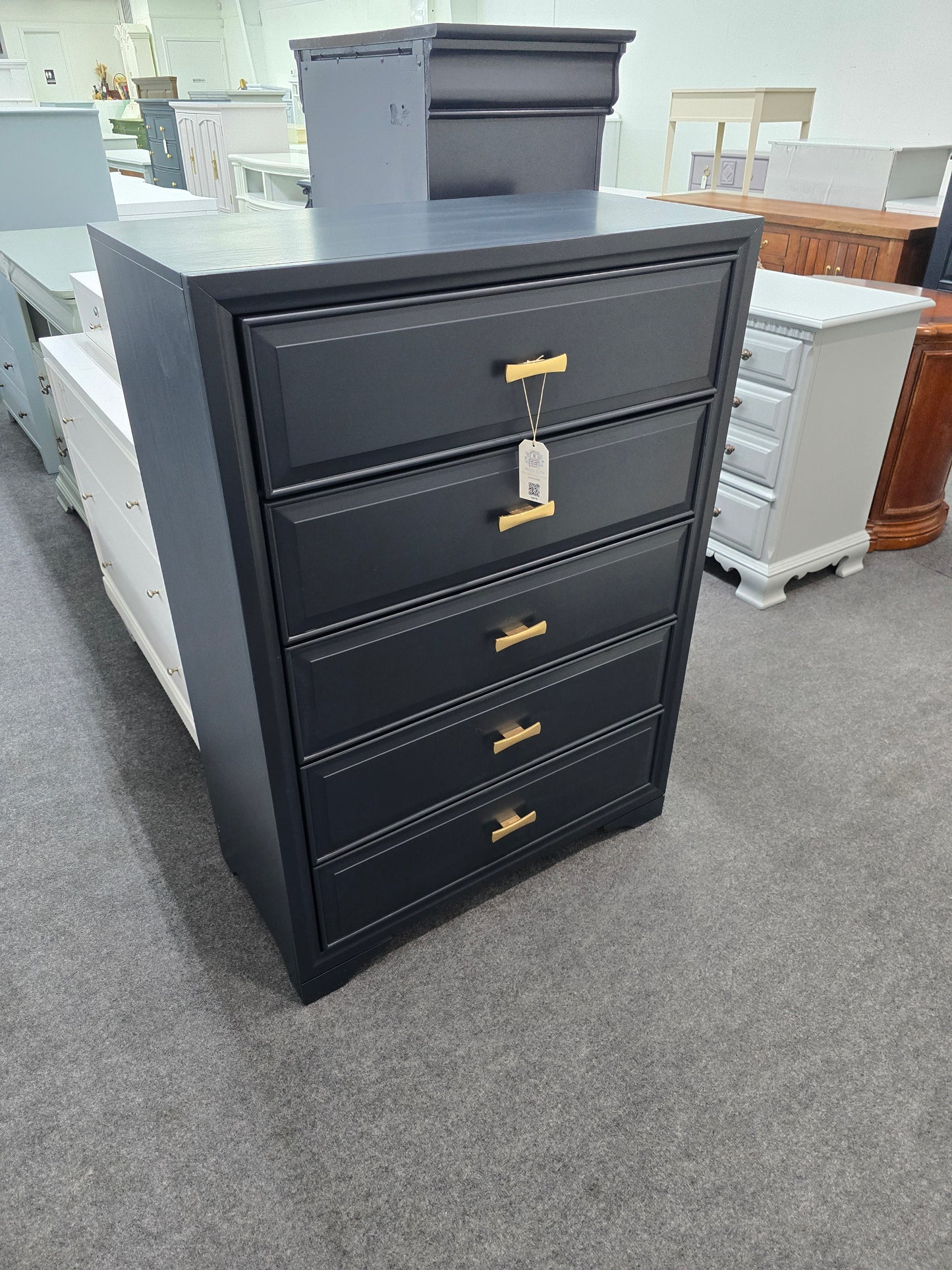 Modern 5 drawers black chest