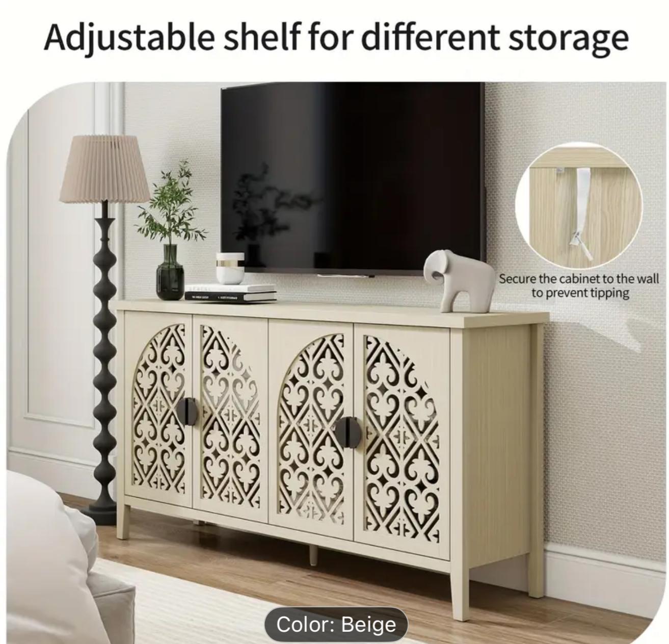 Hollow 4 drawers cabinet natural wood- new