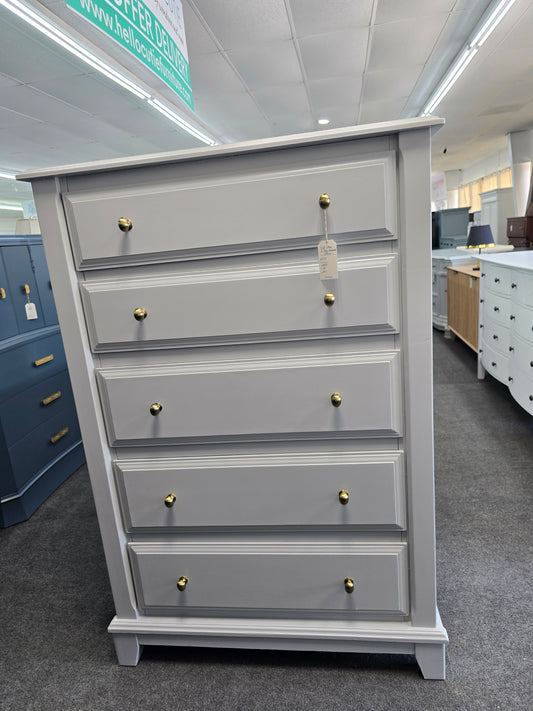 5 drawers tall gray chest