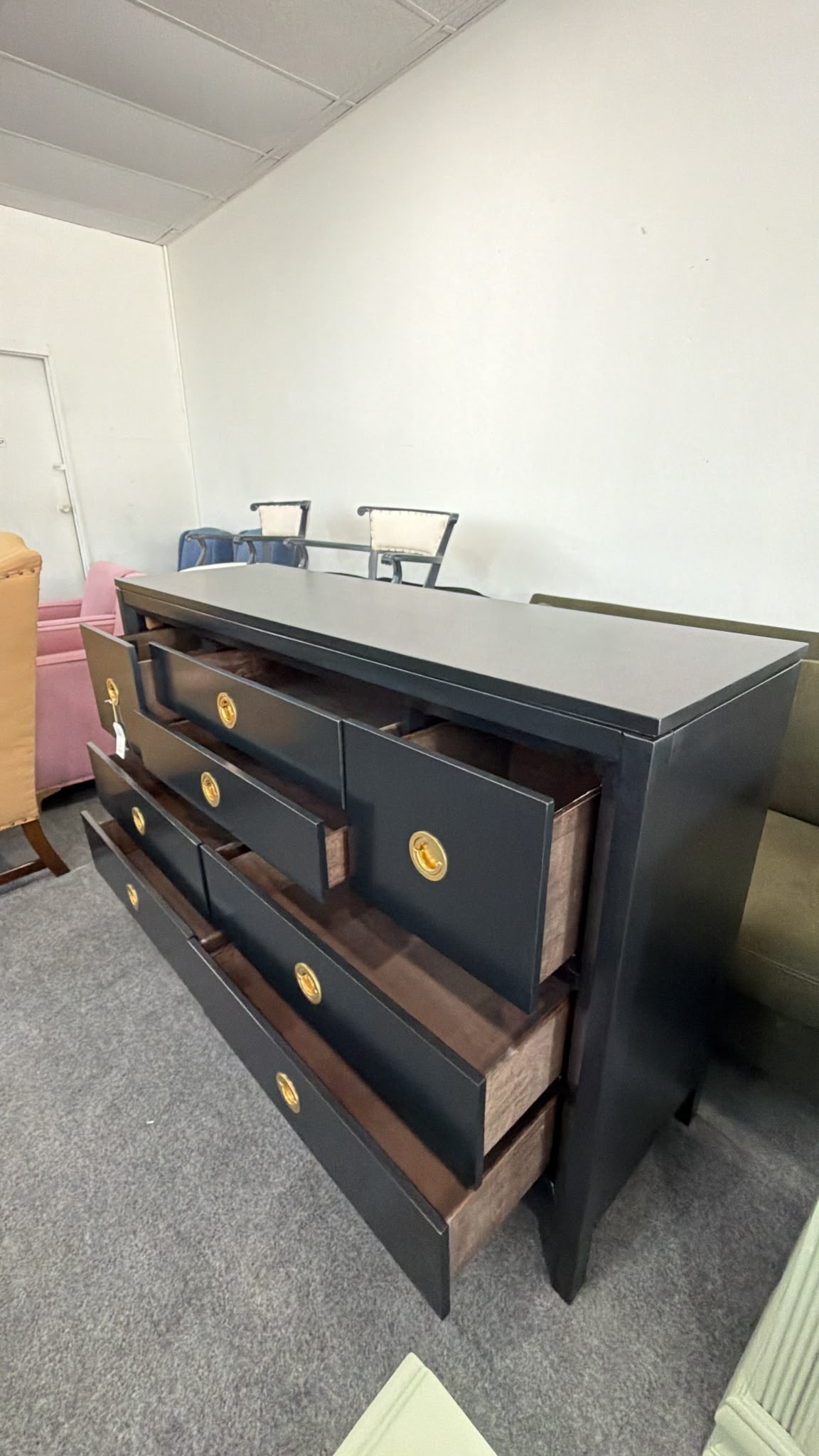 Pulaski black lacquered dresser