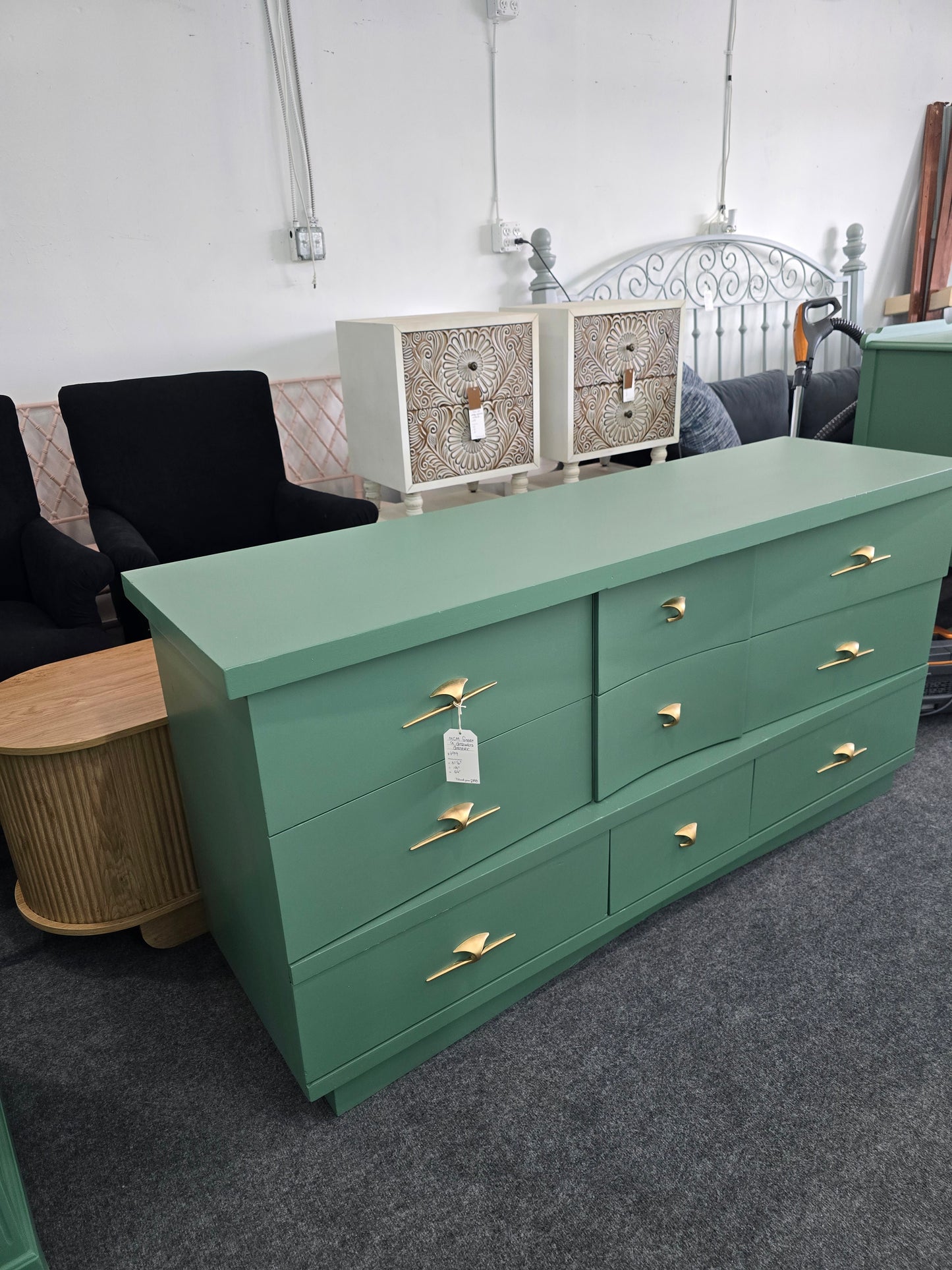 MCM green 9 drawers dresser