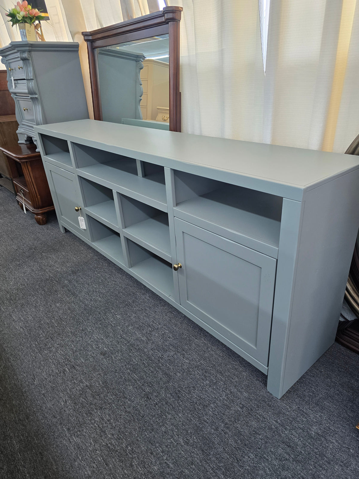 Green gray  long tv stand