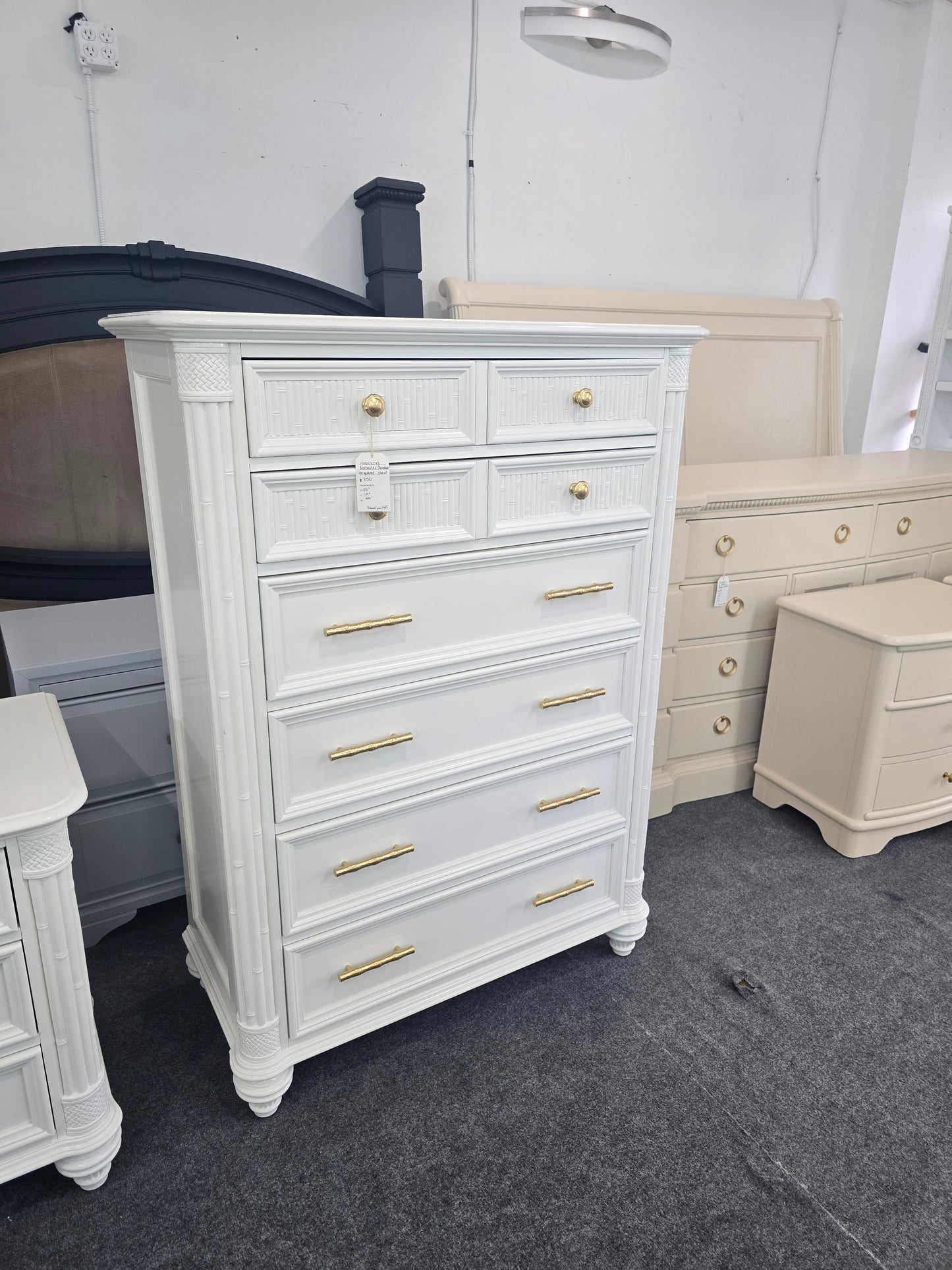 Havertys alabaster lacquered bamboo chest