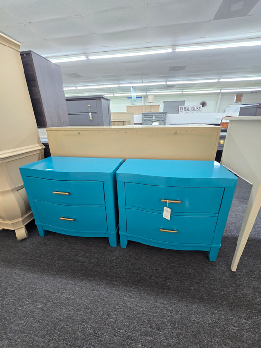 Pair of blue Lacquered nightstands