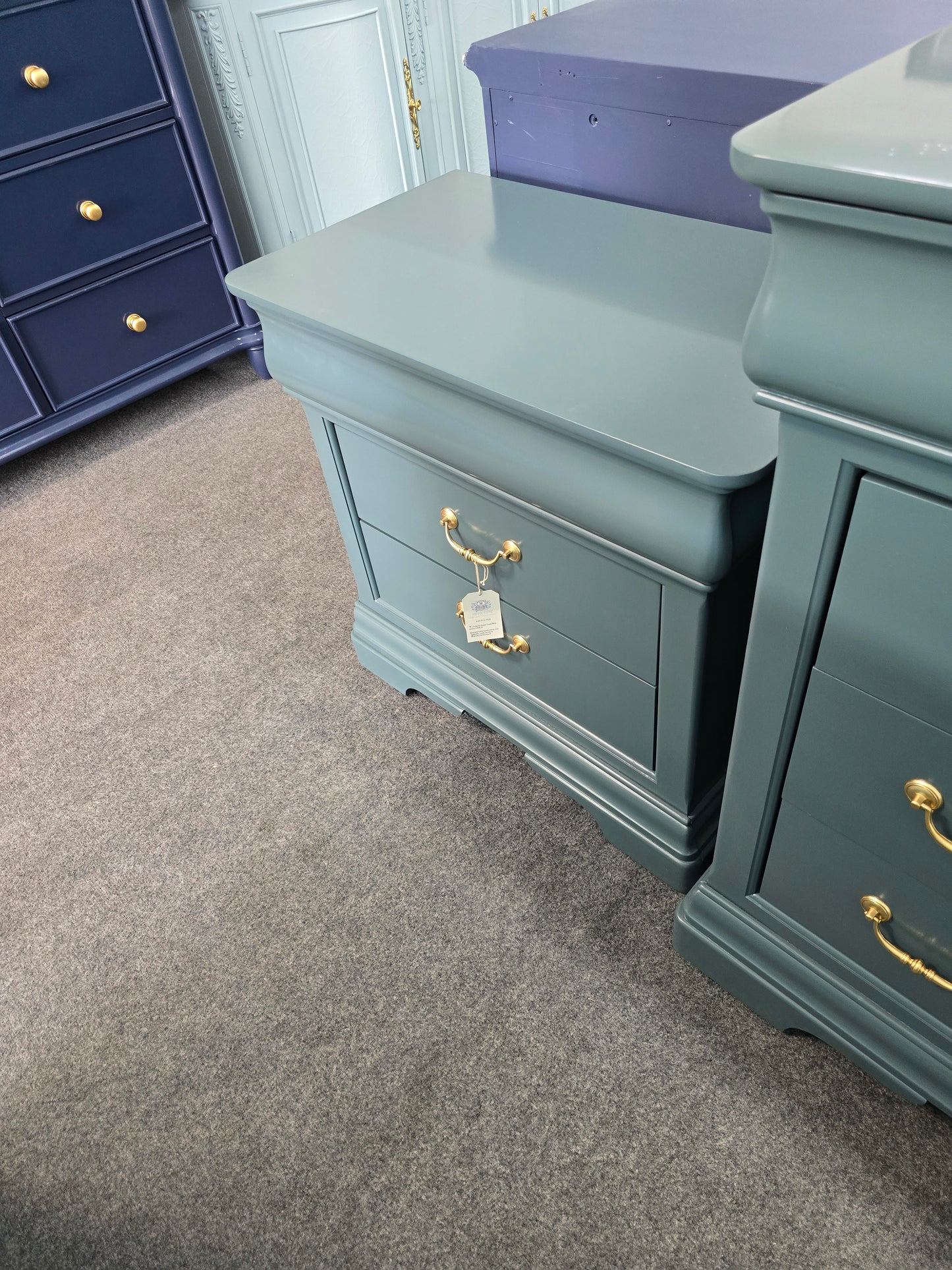 Green e drawers nightstand