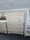 Creamy carved tall chest