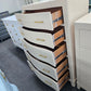 Cream lacquered bowfront chest
