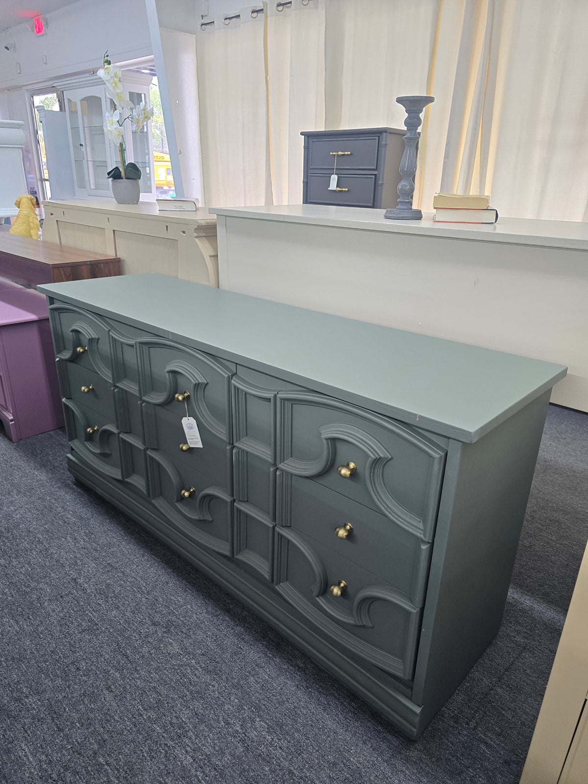 Pewter green  vintage long dresser