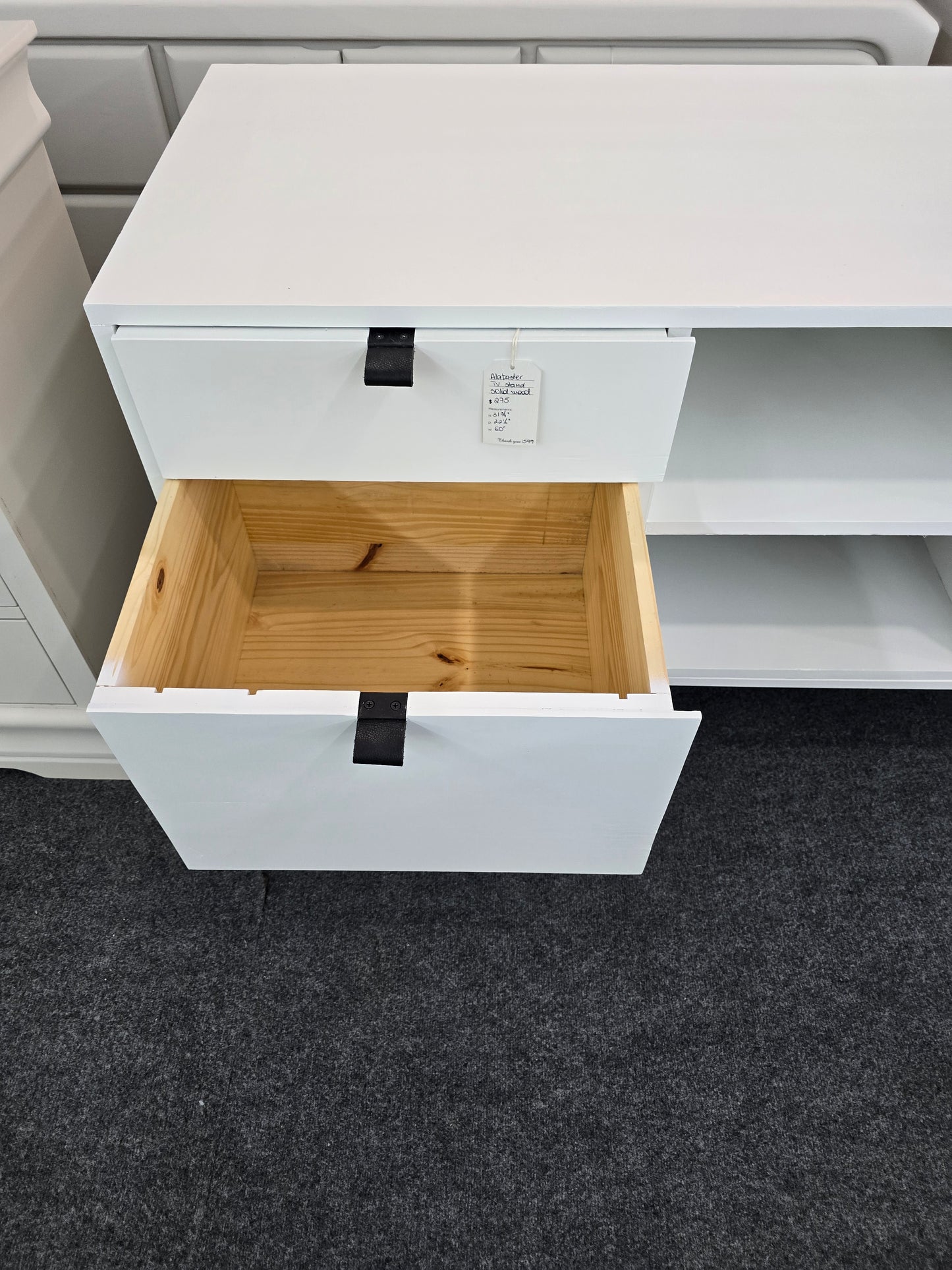 Solid wood off white TV stand