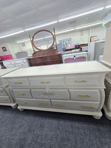 Creamy carved long dresser