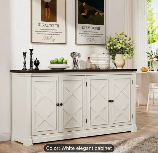 White and black 63" farmhouse cabinet- new