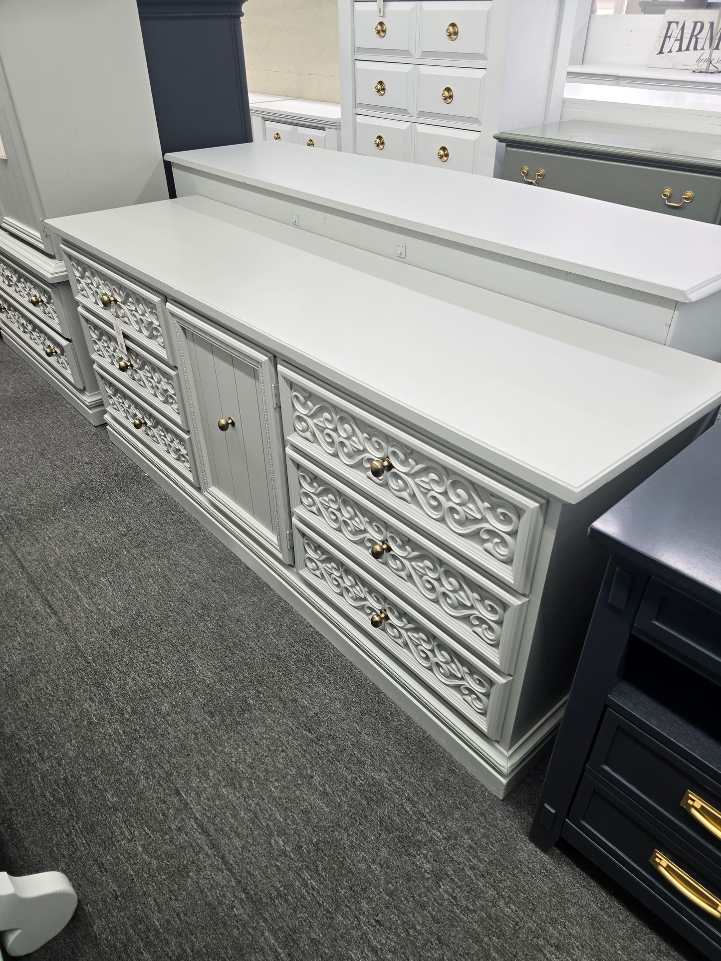 Vintage gray long dresser