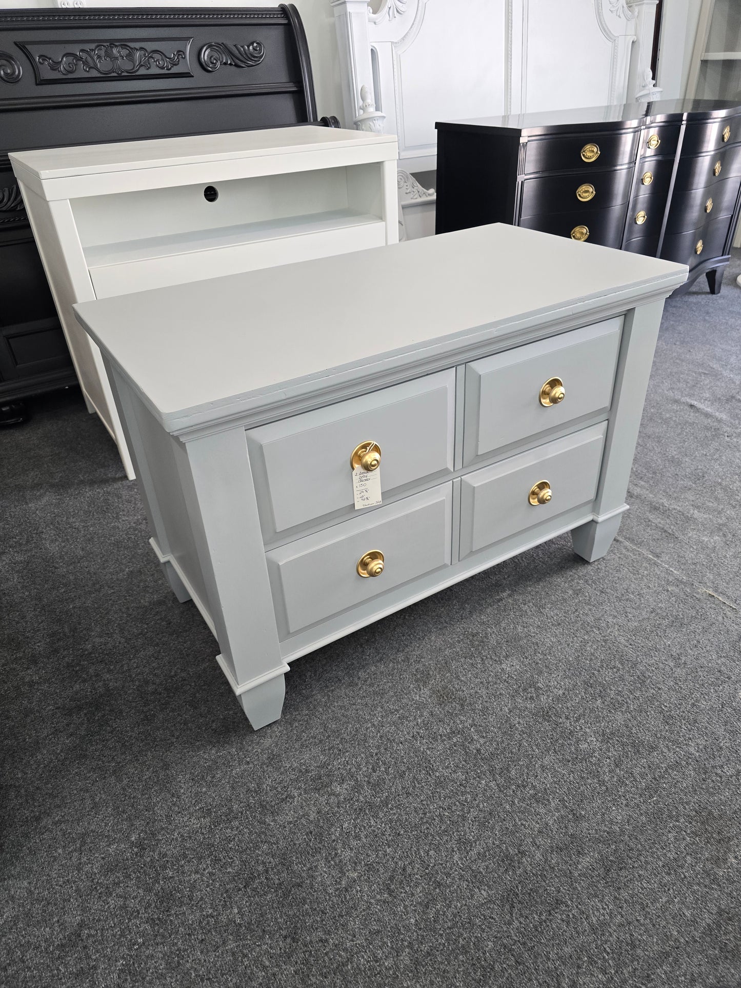 Gray 2 drawers small dresser