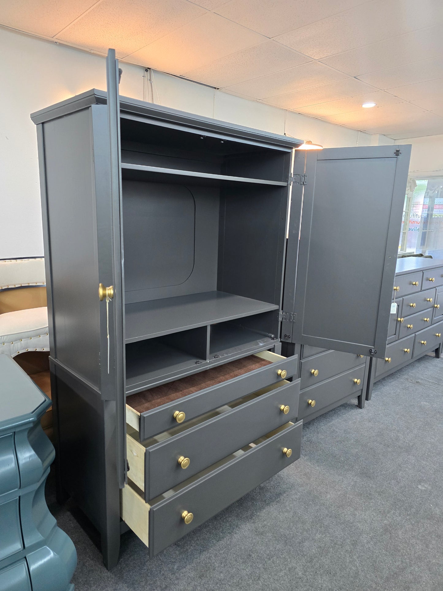 Graphite tall armoire